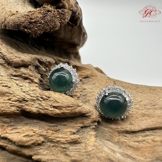 【肌容雪】天然緬甸A貨綠翡翠耳針 編號505