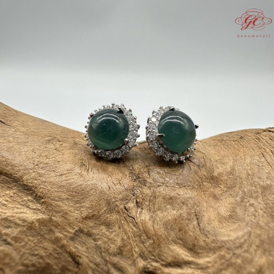 【肌容雪】天然緬甸A貨綠翡翠耳針 編號505