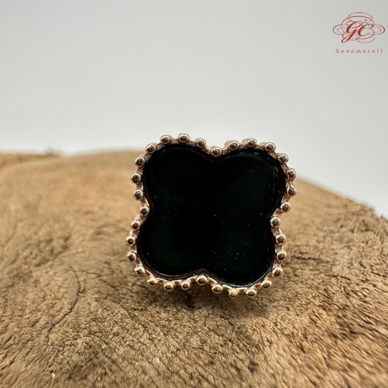 【肌容雪】天然緬甸A貨翡翠墨綠四葉草造型耳針 編號506