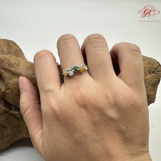 【肌容雪】天然緬甸A貨多彩翡翠鑲崁可調節戒指 編號508(戒圍19.0mm#15號)