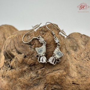 【肌容雪】天然緬甸A貨翡翠貓咪造型耳針 編號519