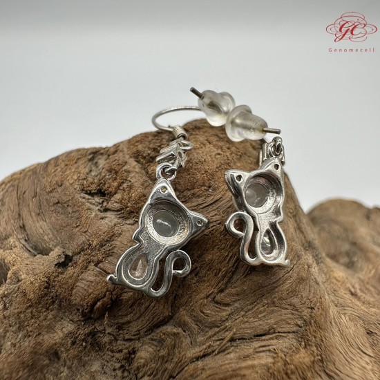 【肌容雪】天然緬甸A貨翡翠貓咪造型耳針 編號519