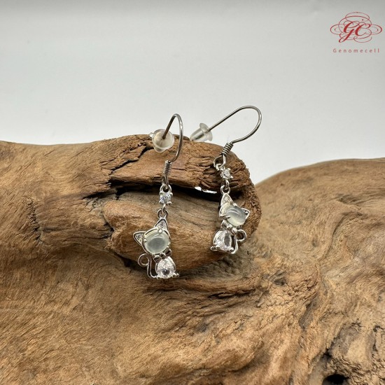 【肌容雪】天然緬甸A貨翡翠貓咪造型耳針 編號519