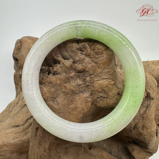 【肌容雪】天然緬甸A貨翠綠春彩翡翠圓條手鐲 編號543(鐲圍53.6mm#17.5號)