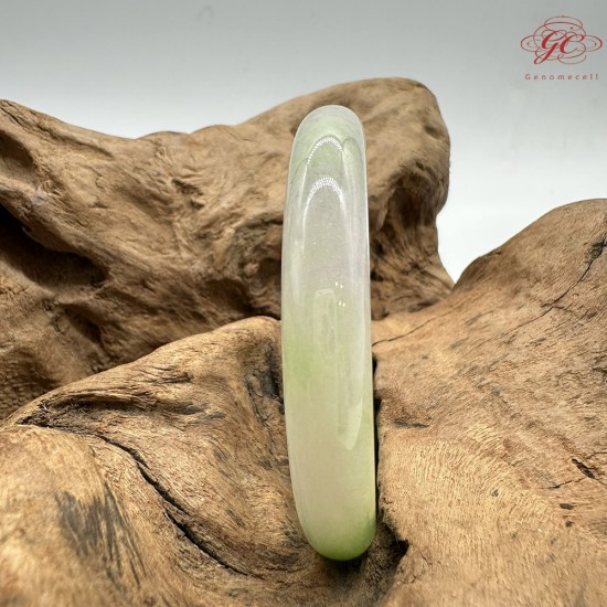 【肌容雪】天然緬甸A貨翠綠春彩翡翠圓條手鐲 編號543(鐲圍53.6mm#17.5號)