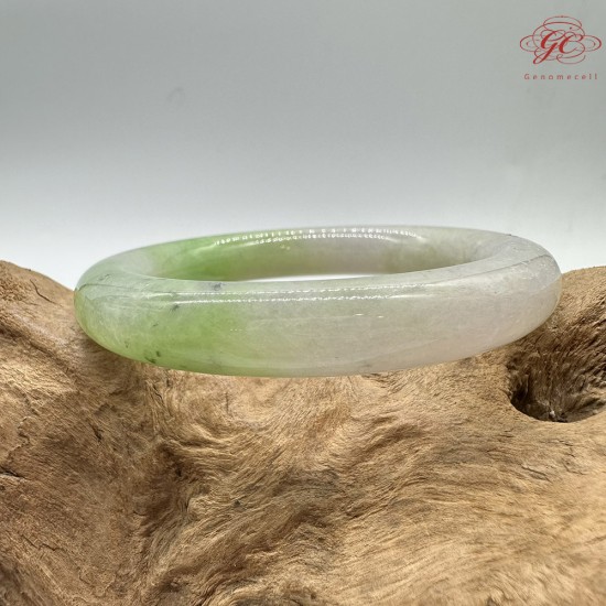 【肌容雪】天然緬甸A貨翠綠春彩翡翠圓條手鐲 編號543(鐲圍53.6mm#17.5號)