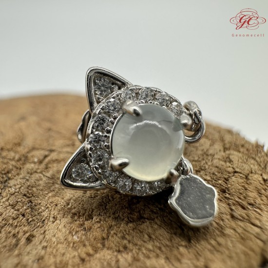 【肌容雪】天然緬甸A貨翡翠貓咪造型耳環 編號547