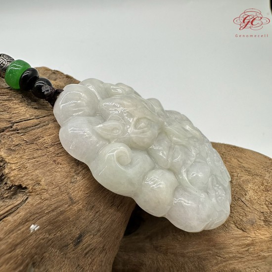 【肌容雪】天然緬甸A貨翡翠九尾狐納福玉墜吊飾 編號549