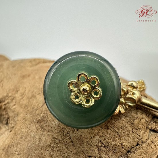 【肌容雪】天然緬甸A貨翡翠綠玉圓牌梅花流蘇髮簪 編號566