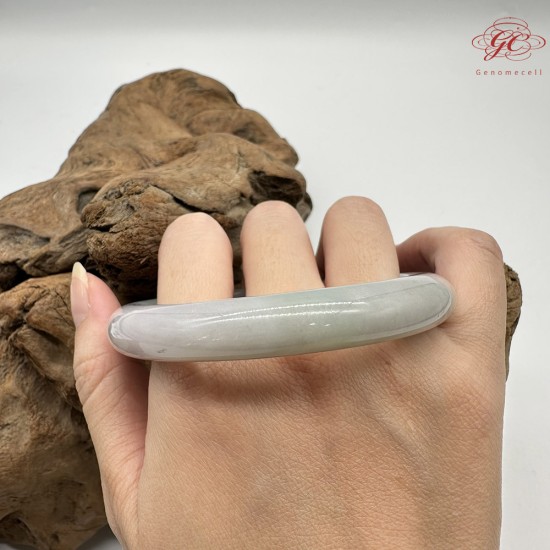 【肌容雪】天然緬甸A貨春彩翡翠圓條手鐲 編號587(鐲圍57.3mm#18號)