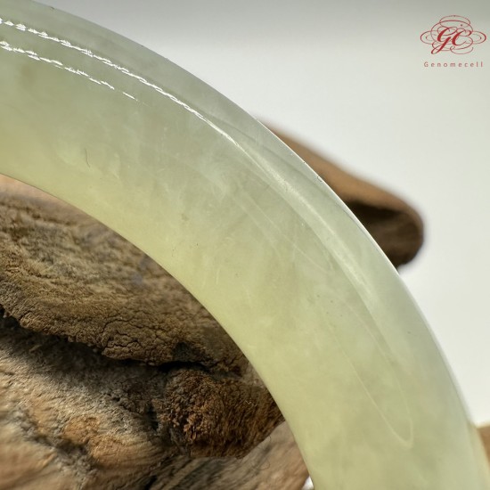 【肌容雪】天然緬甸A貨淡綠翡翠圓條手鐲 編號606(鐲圍54.0mm#17號)