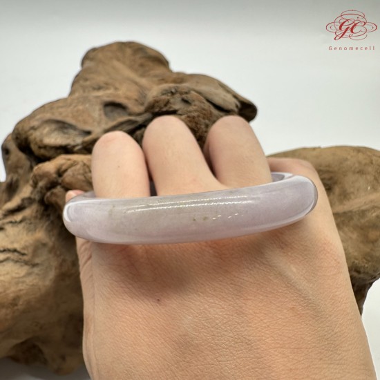 【肌容雪】天然緬甸A貨粉紫翡翠圓條手鐲 編號608(鐲圍55.6mm#17.5號)