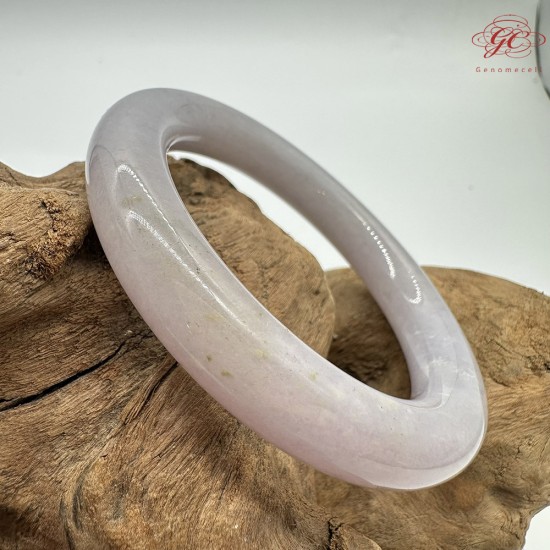 【肌容雪】天然緬甸A貨粉紫翡翠圓條手鐲 編號608(鐲圍55.6mm#17.5號)