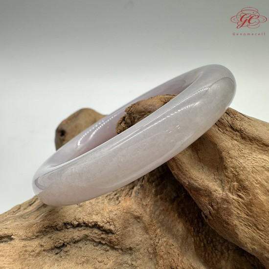 【肌容雪】天然緬甸A貨粉紫翡翠圓條手鐲 編號608(鐲圍55.6mm#17.5號)