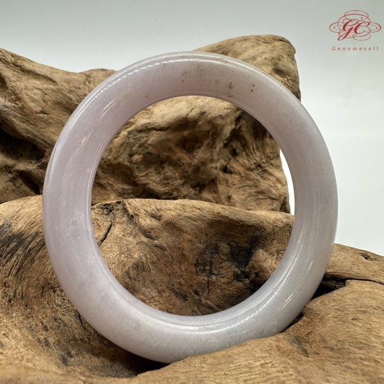 【肌容雪】天然緬甸A貨粉紫翡翠圓條手鐲 編號608(鐲圍55.6mm#17.5號)