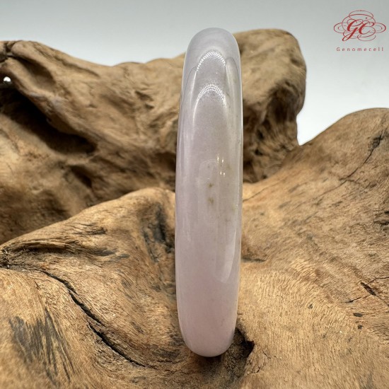 【肌容雪】天然緬甸A貨粉紫翡翠圓條手鐲 編號608(鐲圍55.6mm#17.5號)