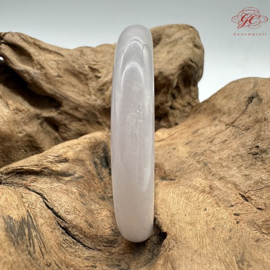 【肌容雪】天然緬甸A貨粉紫翡翠圓條手鐲 編號608(鐲圍55.6mm#17.5號)