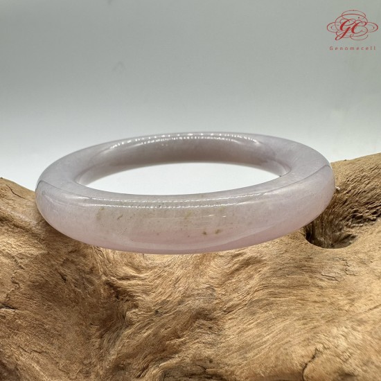 【肌容雪】天然緬甸A貨粉紫翡翠圓條手鐲 編號608(鐲圍55.6mm#17.5號)