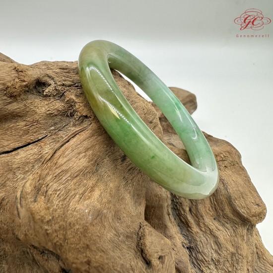 【肌容雪】天然緬甸A貨皇家綠翡翠圓條手鐲 編號612(鐲圍53.8mm#17號)