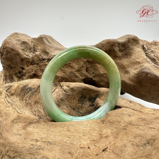 【肌容雪】天然緬甸A貨皇家綠翡翠圓條手鐲 編號612(鐲圍53.8mm#17號)