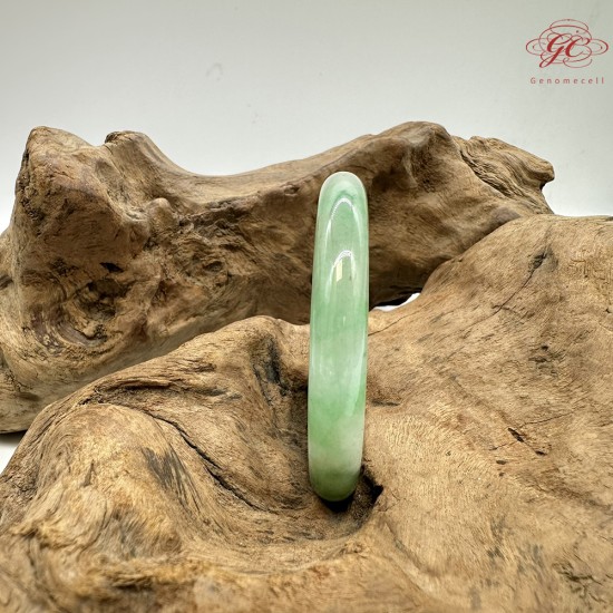 【肌容雪】天然緬甸A貨皇家綠翡翠圓條手鐲 編號612(鐲圍53.8mm#17號)