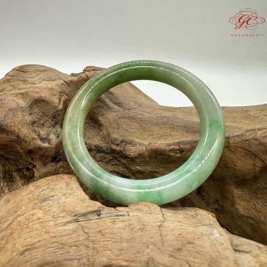 【肌容雪】天然緬甸A貨皇家綠翡翠圓條手鐲 編號612(鐲圍53.8mm#17號)