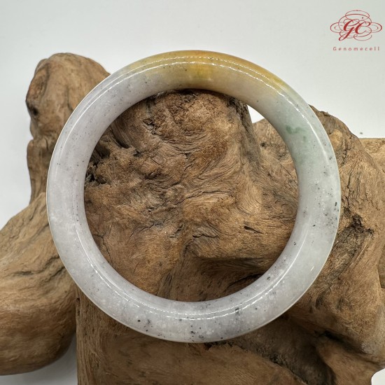 【肌容雪】天然緬甸A貨雞油黃烏雞翡翠圓條手鐲 編號614(鐲圍56.7mm#18號)