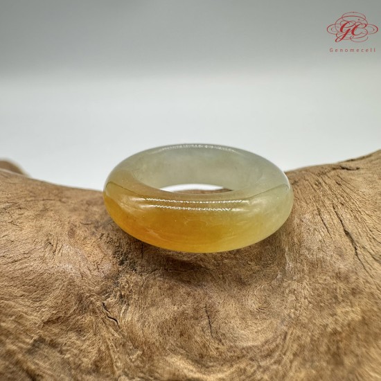 【肌容雪】天然緬甸A貨黃翡翠戒圈 編號637(戒圍15.9mm#9號)