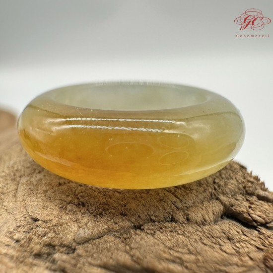 【肌容雪】天然緬甸A貨黃翡翠戒圈 編號637(戒圍15.9mm#9號)