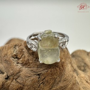 【肌容雪】天然緬甸A貨冰糖雪梨翡翠胡蘆鑲崁可調節戒指 編號648(戒圍16.1mm#10號)