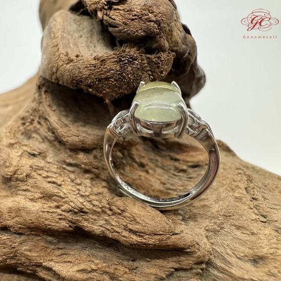 【肌容雪】天然緬甸A貨冰糖雪梨翡翠胡蘆鑲崁可調節戒指 編號648(戒圍16.1mm#10號)