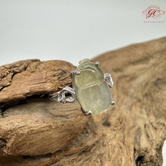 【肌容雪】天然緬甸A貨冰糖雪梨翡翠胡蘆鑲崁可調節戒指 編號648(戒圍16.1mm#10號)