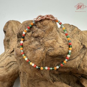 【肌容雪】天然緬甸A貨翡翠多彩小圓珠手鍊 編號654