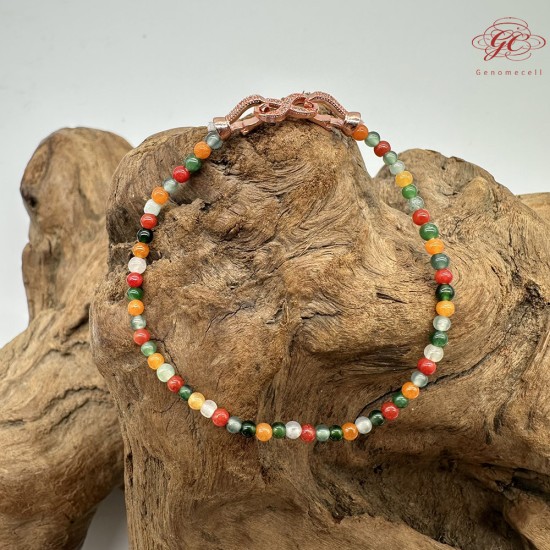 【肌容雪】天然緬甸A貨翡翠多彩小圓珠手鍊 編號654