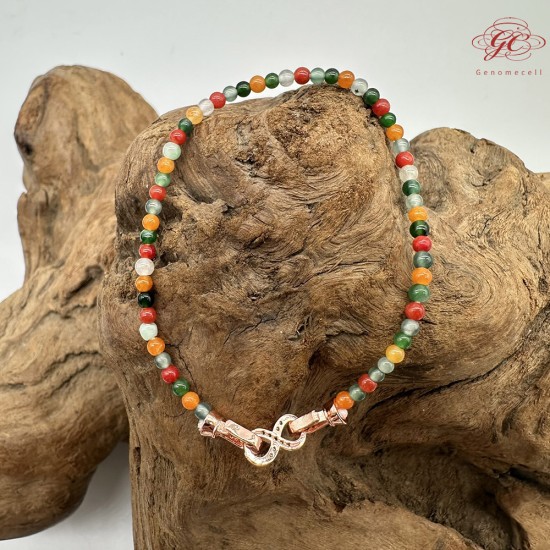 【肌容雪】天然緬甸A貨翡翠多彩小圓珠手鍊 編號654