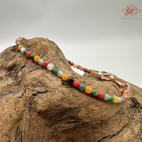 【肌容雪】天然緬甸A貨翡翠多彩小圓珠手鍊 編號654