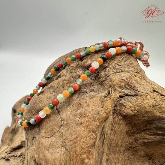 【肌容雪】天然緬甸A貨翡翠多彩小圓珠手鍊 編號654