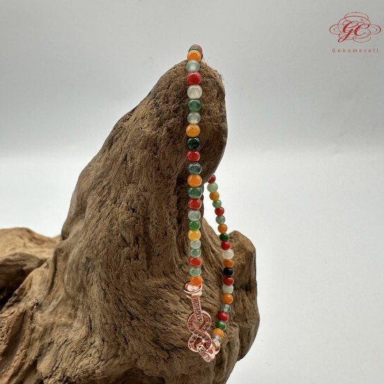 【肌容雪】天然緬甸A貨翡翠多彩小圓珠手鍊 編號654