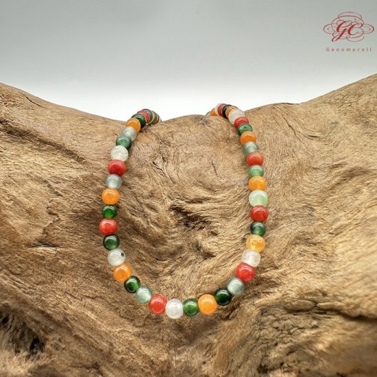 【肌容雪】天然緬甸A貨翡翠多彩小圓珠手鍊 編號654