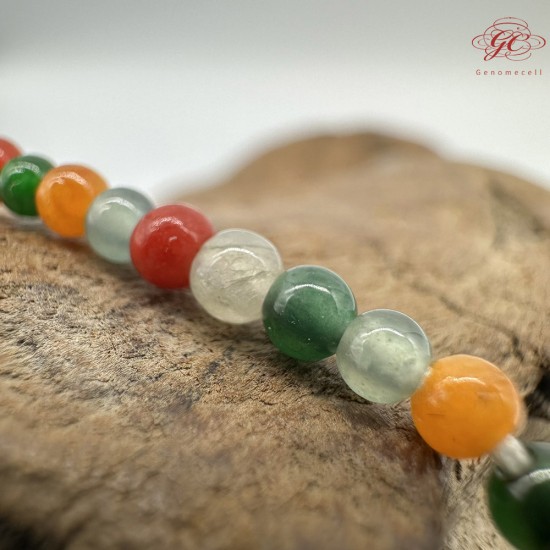 【肌容雪】天然緬甸A貨翡翠多彩小圓珠手鍊 編號654