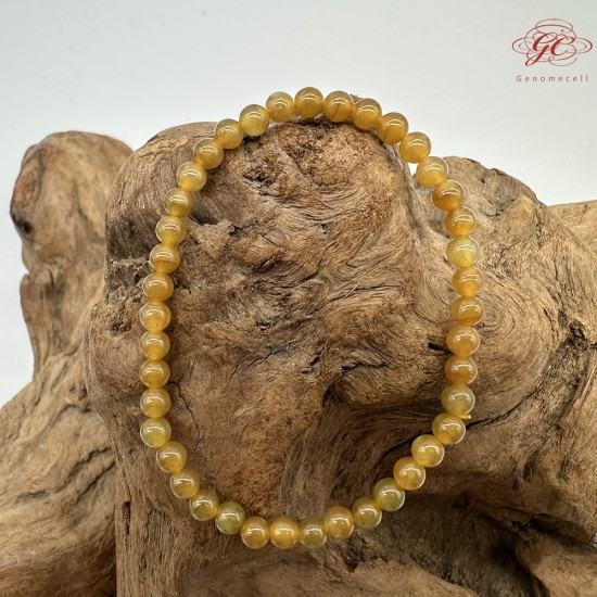 【肌容雪】天然緬甸A貨黃翡小圓珠單圈手串 編號655