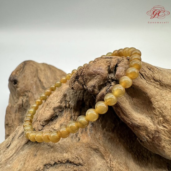 【肌容雪】天然緬甸A貨黃翡小圓珠單圈手串 編號655