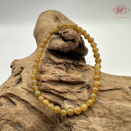 【肌容雪】天然緬甸A貨黃翡小圓珠單圈手串 編號655