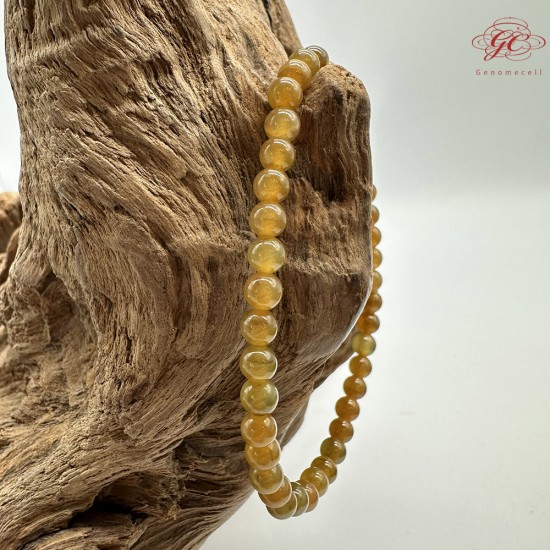 【肌容雪】天然緬甸A貨黃翡小圓珠單圈手串 編號655