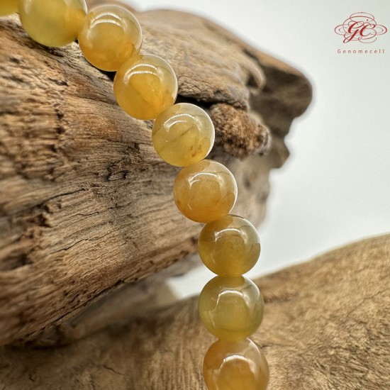 【肌容雪】天然緬甸A貨黃翡小圓珠單圈手串 編號655