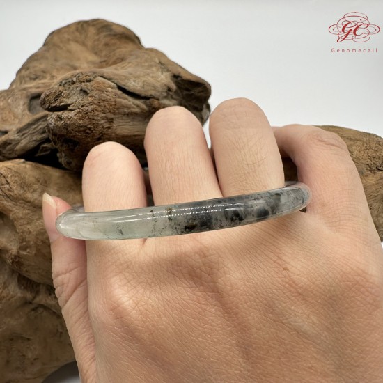 【肌容雪】天然緬甸A貨烏雞翡翠美人條手鐲 編號692(鐲圍54.3mm#17號)