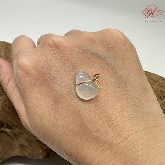 【肌容雪】天然緬甸A貨18K金翡翠葫蘆造型吊墜 編號749