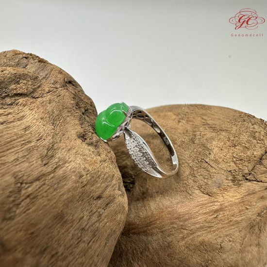 【肌容雪】天然緬甸A貨18K金正揚綠翡翠葫蘆造型戒指 編號771(戒圍17.6mm#12號)