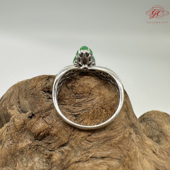 【肌容雪】天然緬甸A貨18K金正揚綠翡翠葫蘆造型戒指 編號771(戒圍17.6mm#12號)