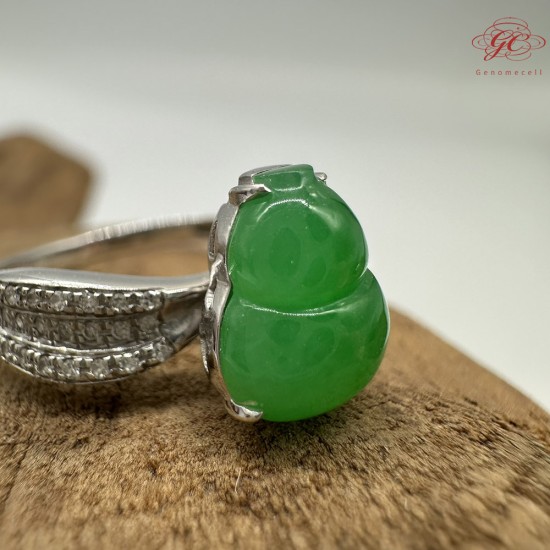 【肌容雪】天然緬甸A貨18K金正揚綠翡翠葫蘆造型戒指 編號771(戒圍17.6mm#12號)